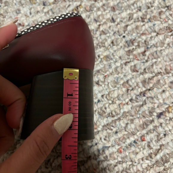 Tory Burch 55mm Studded Loafer Block Heel Slip On Royal Burgundy- Size 10 - Picture 8 of 12